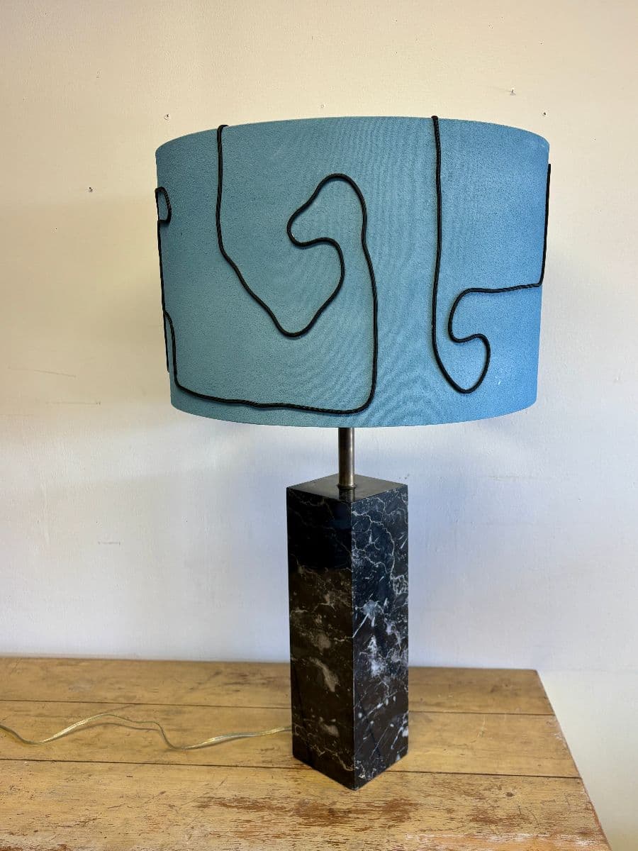 Van Nessen 60s solid black marble table lamp